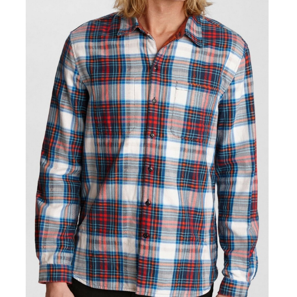 JOHN VARVATOS STAR USA Neil Reversible Shirt multicolor plaid Small NWT!